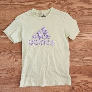 NWOT Adidas Lime T-Shirt with Purple Logo, Size XS